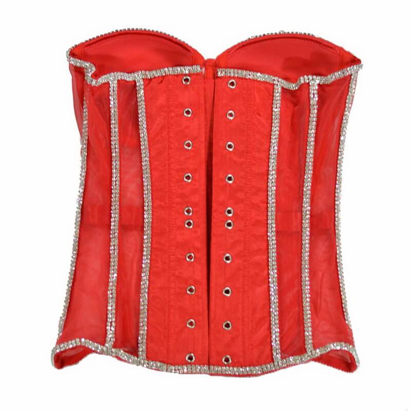 NURO Women's Sheer Mesh Corset Bustier with Back Lace-Up