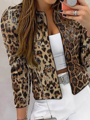 NURO Women's Short Sleeveless Blouse - Leopard Print, Polyester Spandex, Round Neck, Casual Streetwear Fashion Top