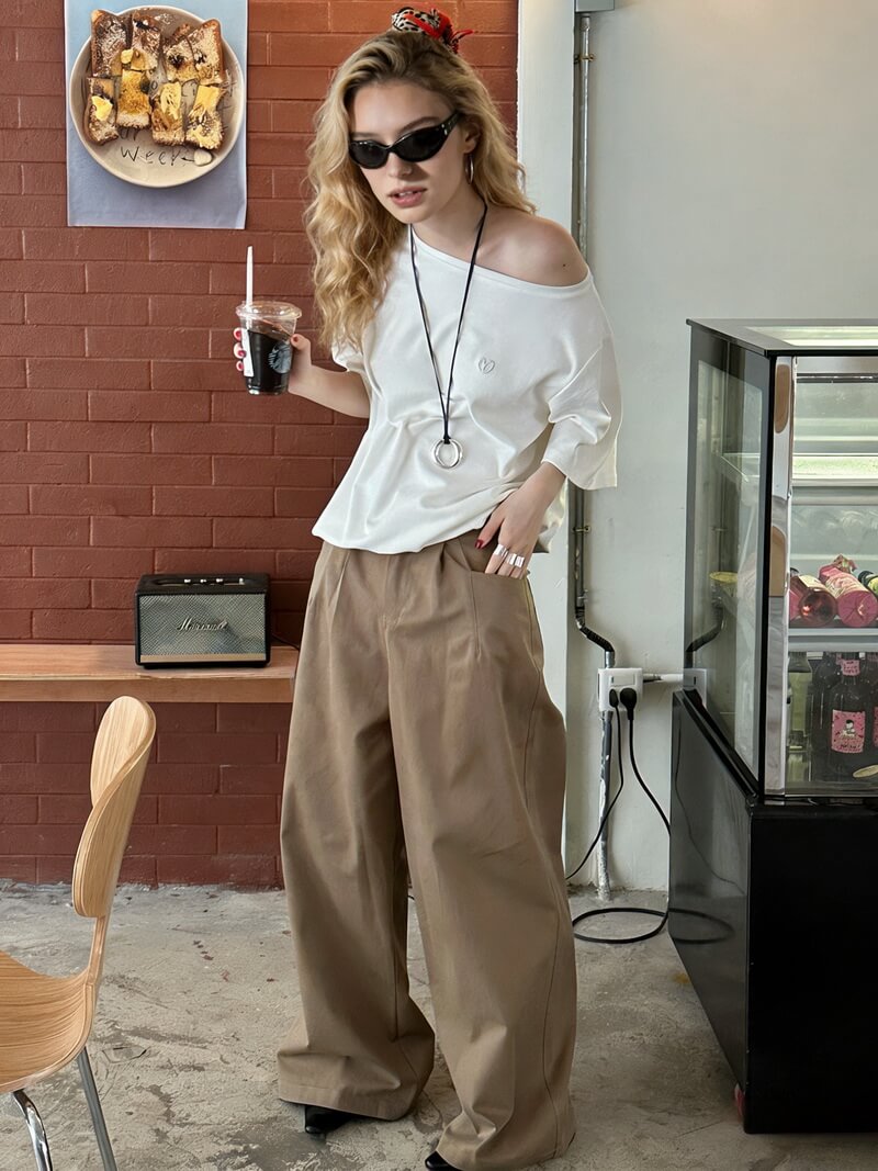 NURO Cargo Joggers for Women - High-Temp Shaping Wide Leg Pants, Low Rise Streetwear Drawstring Trousers with Ankle Cuffs