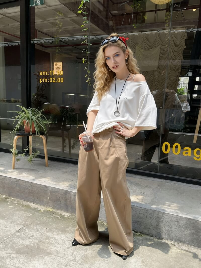 NURO Cargo Joggers for Women - High-Temp Shaping Wide Leg Pants, Low Rise Streetwear Drawstring Trousers with Ankle Cuffs