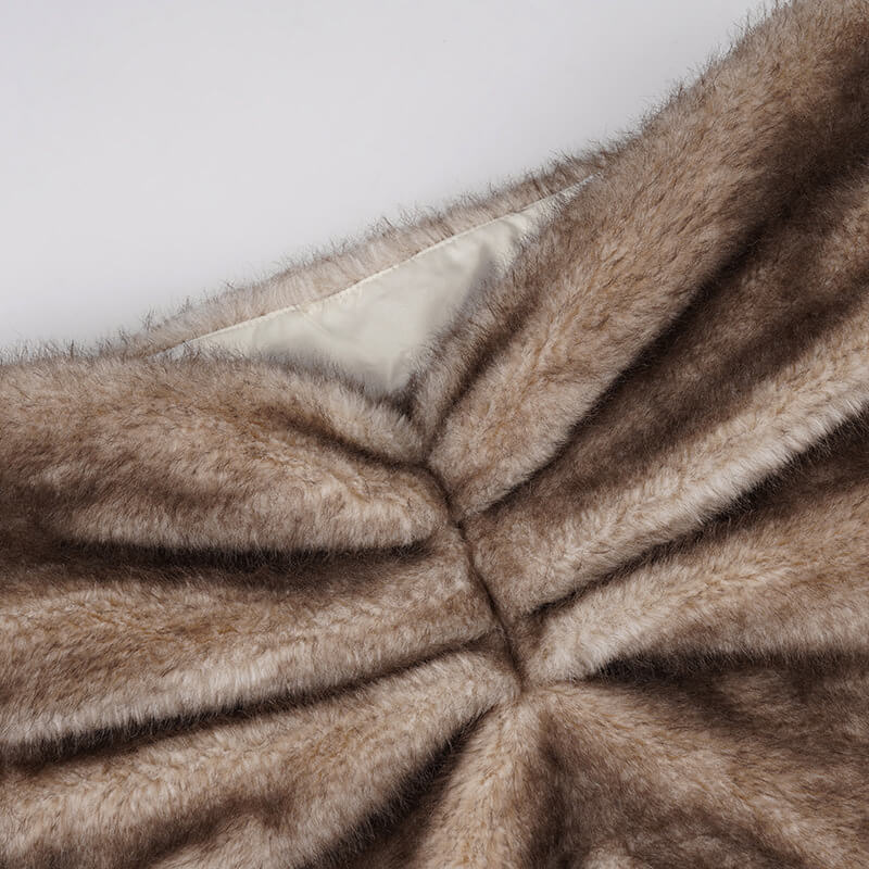 Women's Faux Fur Bodycon Mini Skirt | Low Waist Side Pleated Skirt | Sexy Streetwear Ruched Hemline Short Skirt