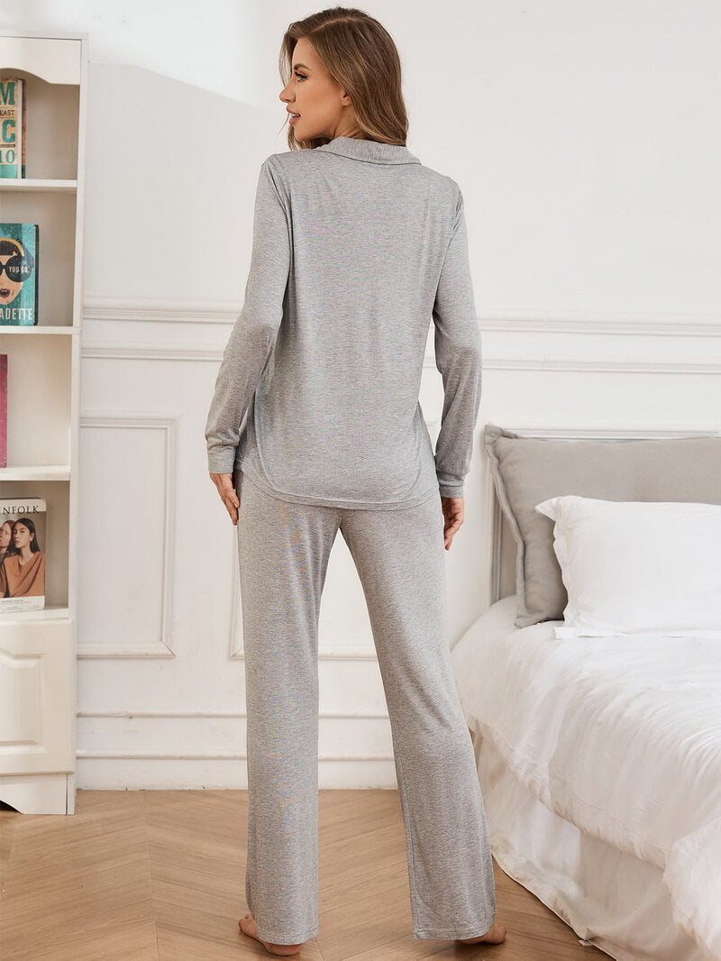 NURO Women's Modal Long-Sleeve Shirt and Pants Loungewear Set - Cozy Home Sleepwear & Casual Wear