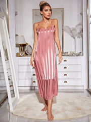 Women's Slip Nightgown Set with Straps and Sleeves – Premium Silk-Like Chiffon Robe & Sleepwear Loungewear