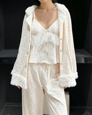 Women's Soft Plush Loungewear Set 3-Piece, Fleece Sleepwear Pajamas with Pants & Shirt, Cozy Homewear for Winter and Fall