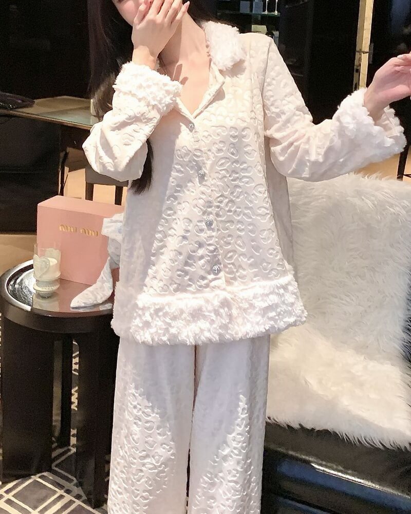Women's Soft Plush Loungewear Set 3-Piece, Fleece Sleepwear Pajamas with Pants & Shirt, Cozy Homewear for Winter and Fall