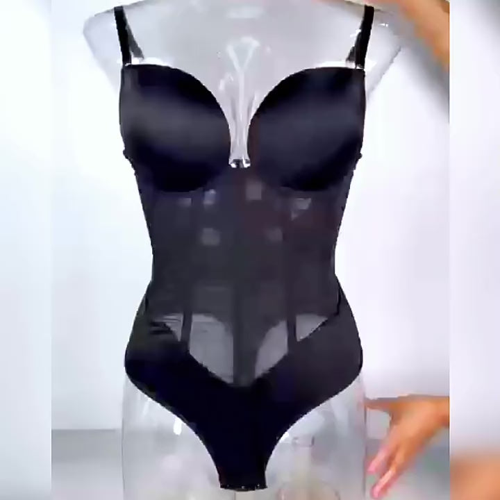 Load video: NURO Women's Strapless Full Body Shaping Bodysuit