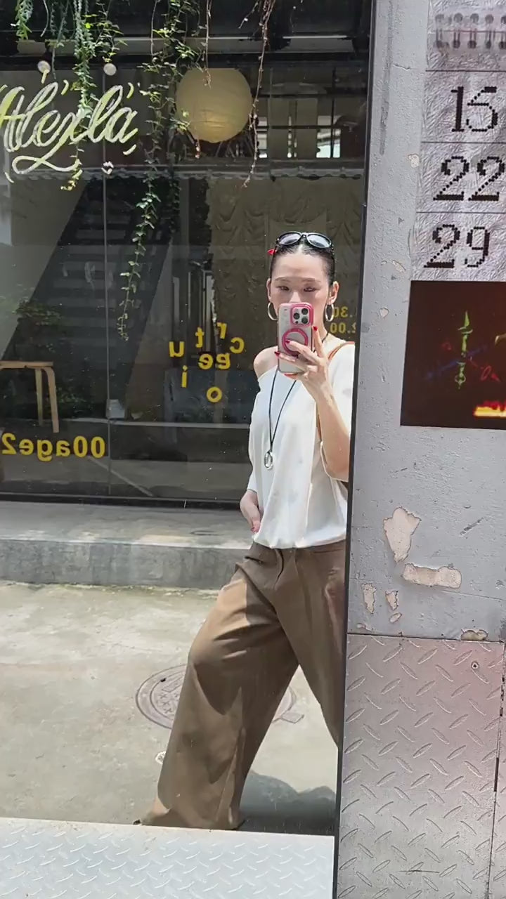 Load video: NURO Cargo Joggers for Women - High-Temp Shaping Wide Leg Pants, Low Rise Streetwear Drawstring Trousers with Ankle Cuffs