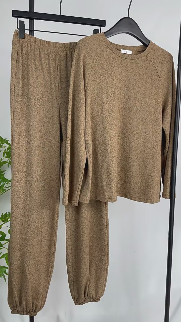 Load video: NURO Women's Two-Piece Loungewear Set Long Sleeve Pajamas with Pants, Soft Milk Silk Fabric, Comfy Loungewear for Home Sleep or Casual Wear