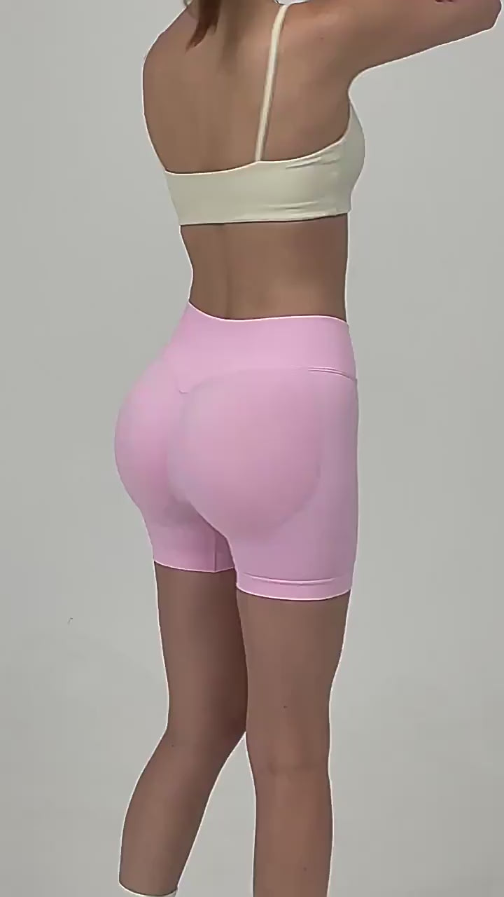 Load video: NURO Women's High-Waisted Yoga Shorts 3-Inch Inseam - Seamless Workout Biker Shorts for Gym and Fitness