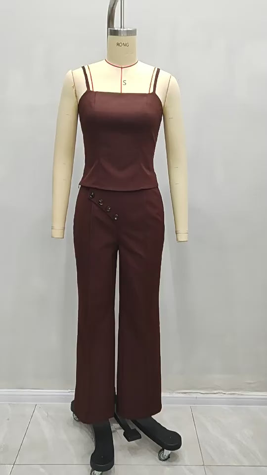 Load video: NURO Sleeveless Wide Leg Lounge Set for Women