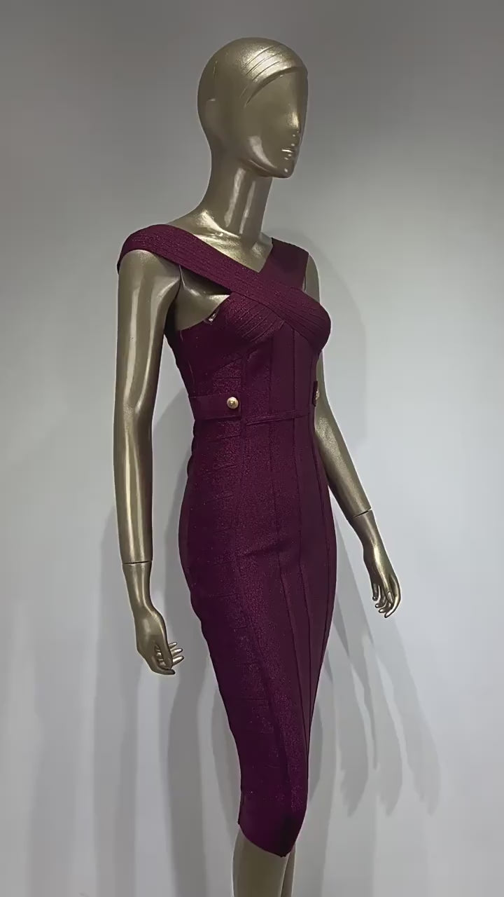 Load video: NURO Glitter Cross-Strap Sleeveless Party Bodycon Dress