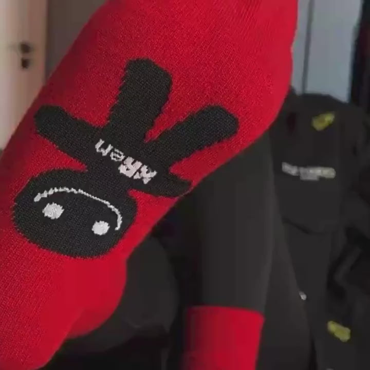 Load video: NURO Red Crew Socks for Good Luck and Casual Wear