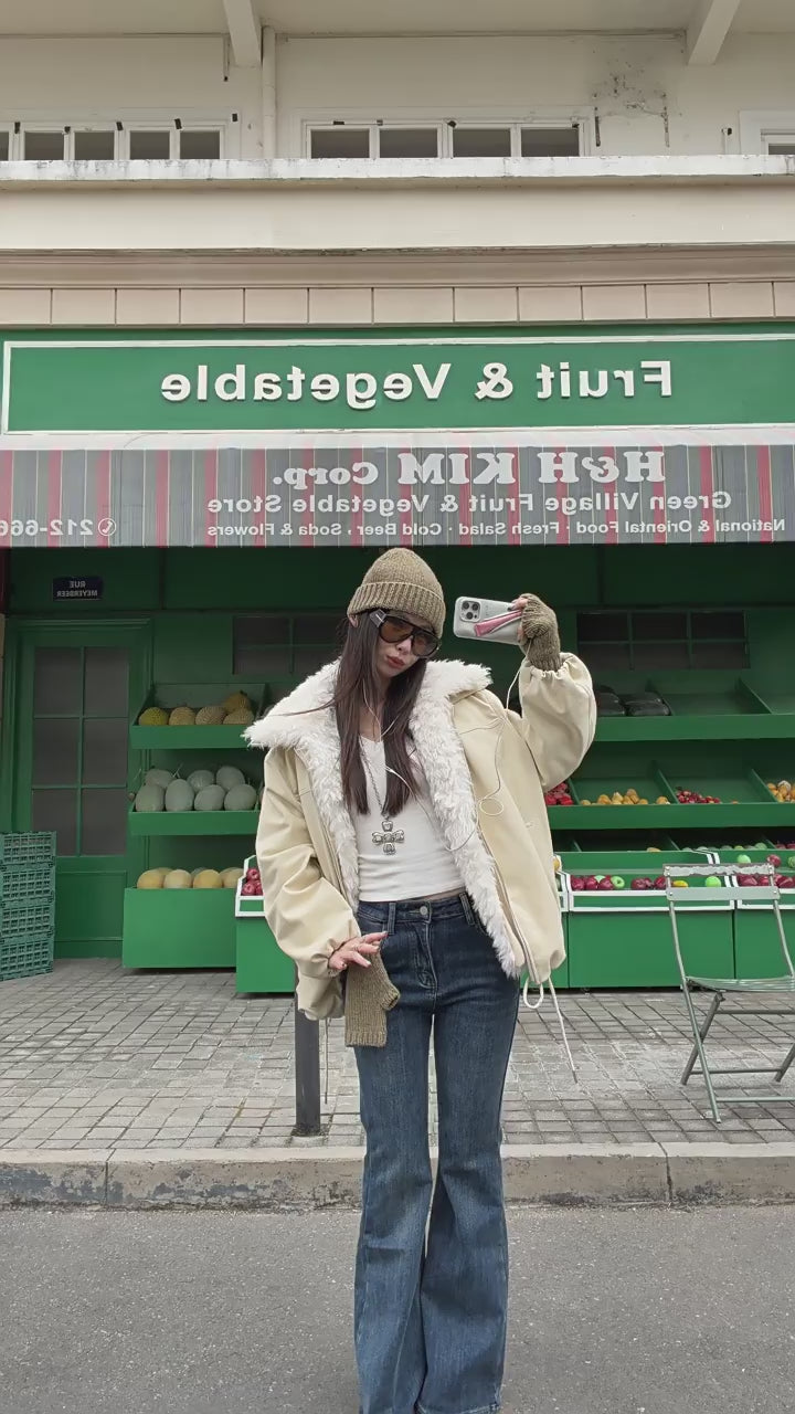 Load video: NURO Retro Faux Fur Collar Puffer Coat, Thickened Stand Collar Long Jacket with Non-Detachable Fur, Zipper Front Oversized Streetwear Parka