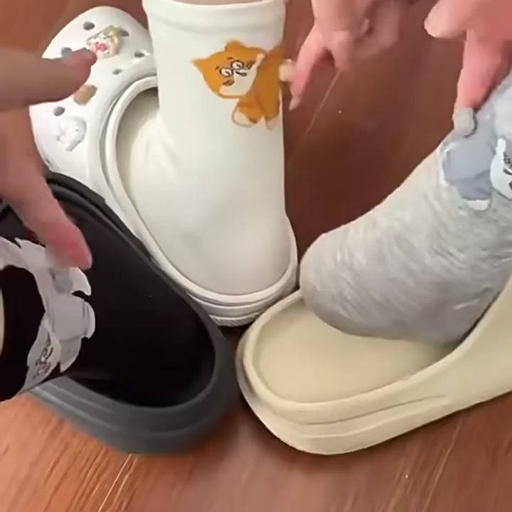 Load video: NURO Original Funny Cat Cartoon Crew Socks for Women