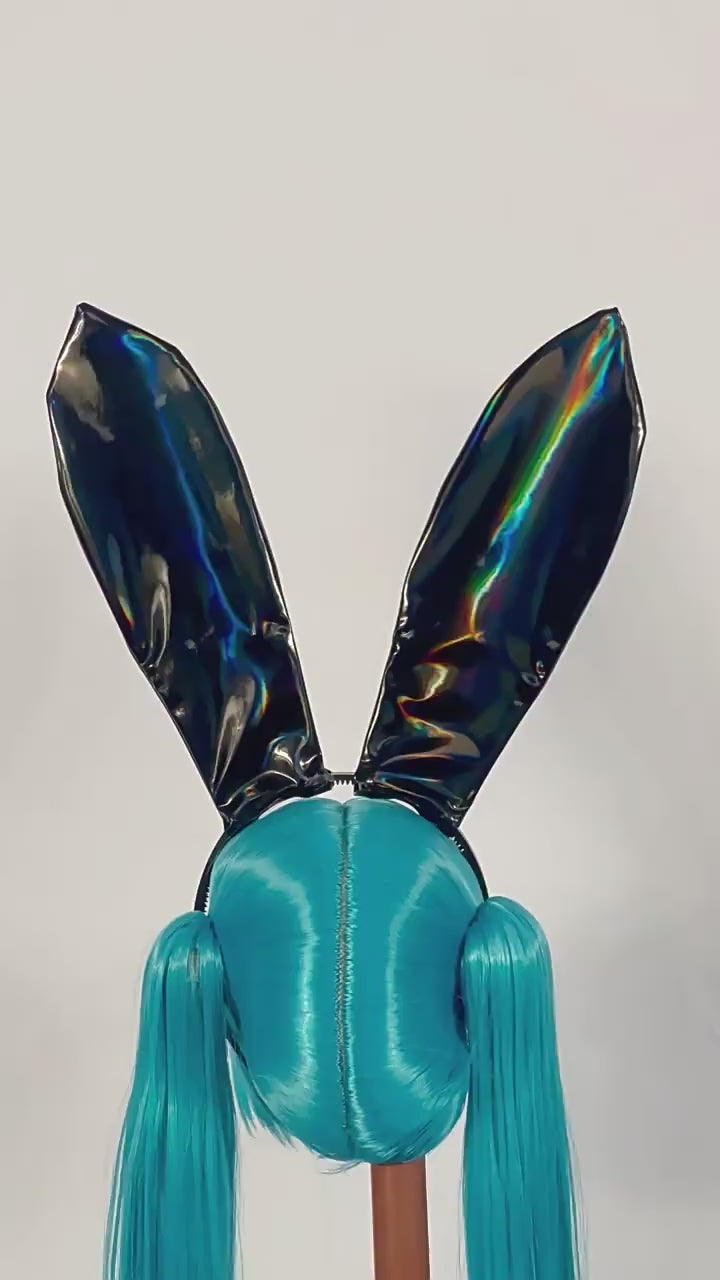 Load video: NURO Bunny Ears Headband Cosplay Party Hair Accessory Handmade
