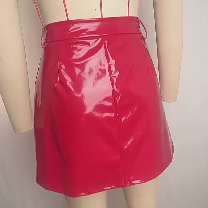 Load video: NURO Women's PU Leather Pencil Skirt - Bodycon Mini Skirt for Office and Night Out, Sexy Slim Fit Skirt