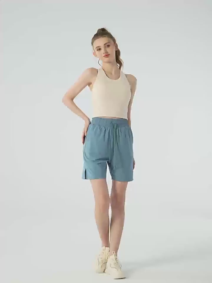 Load video: NURO Women's Ribbed French Back High-Support Sports Bra