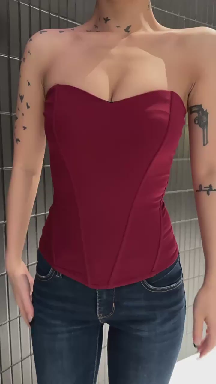 Load video: NURO Women's Boned Bustier Corset Top, Underbust Shapewear Vest with Built-in Support, High Waist Tummy Control Lingerie