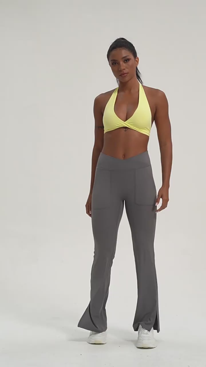 Load video: NURO Women's High Neck Strappy Back Longline Sports Bra