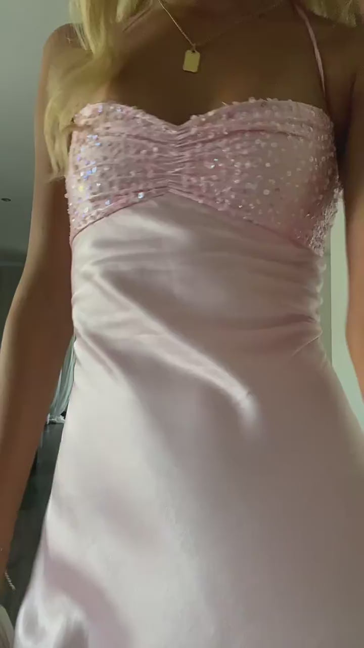 Load video: NURO Strappy Sequin Backless Maxi Dress Women's Glamorous Bodycon Evening Gown