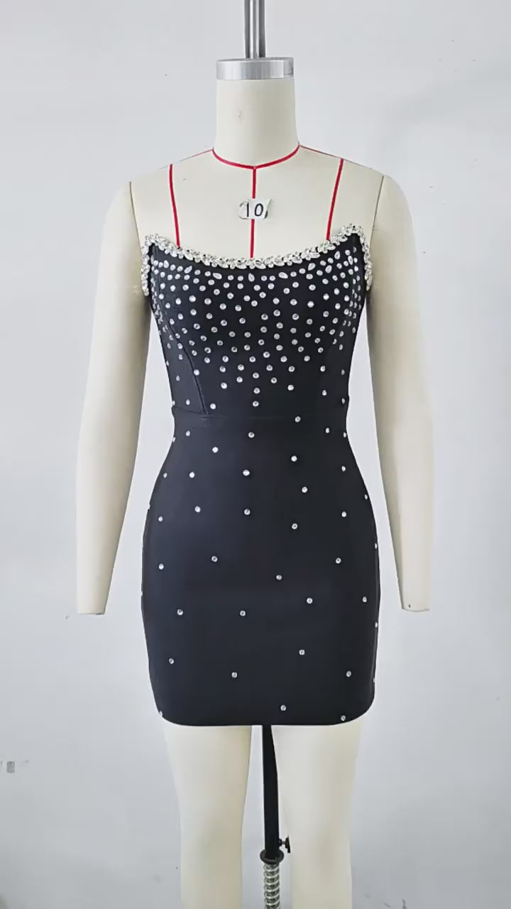 Load video: NURO Women's Bandage Mini Dress, Strapless A-Line Cocktail Party Gown