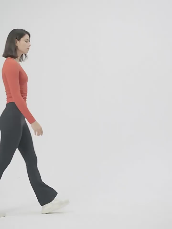 Load video: NURO Women's Naked Sensation High-Waist Flared Leggings